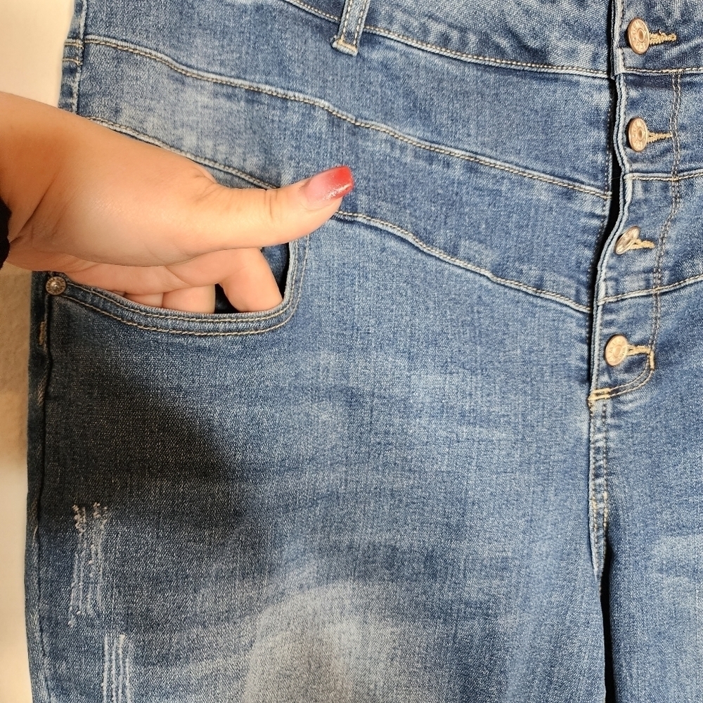 Gemma Rae Stretch Denim Highrise Distressed Jeans Women's Plus Size 24W - Picture 4 of 16